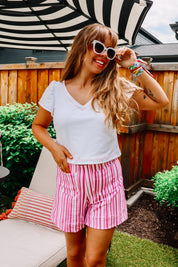 Holly Shorts - Pink Stripe