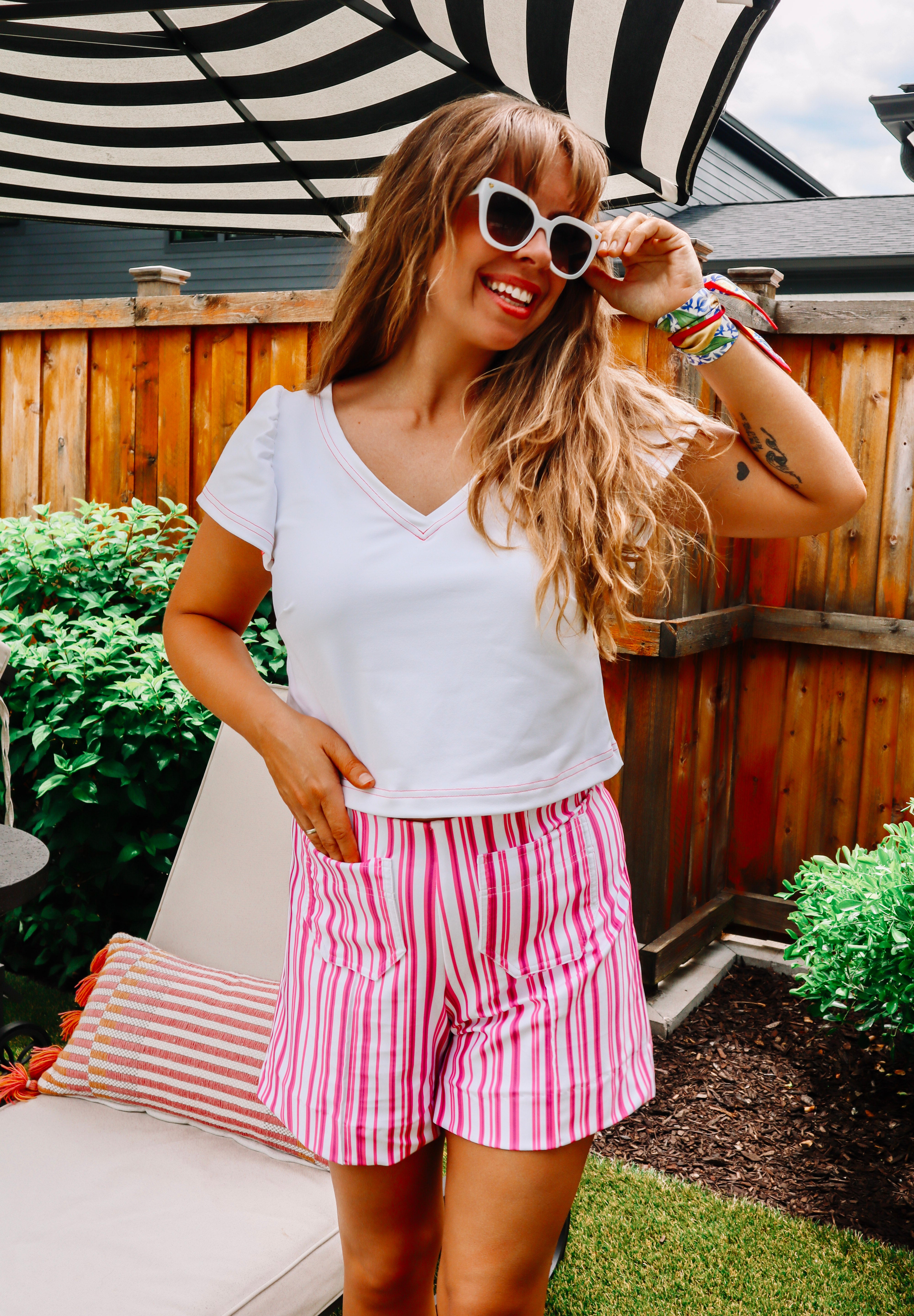 Holly Shorts - Pink Stripe
