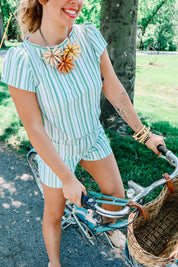 Holly Shorts - Green Stripe