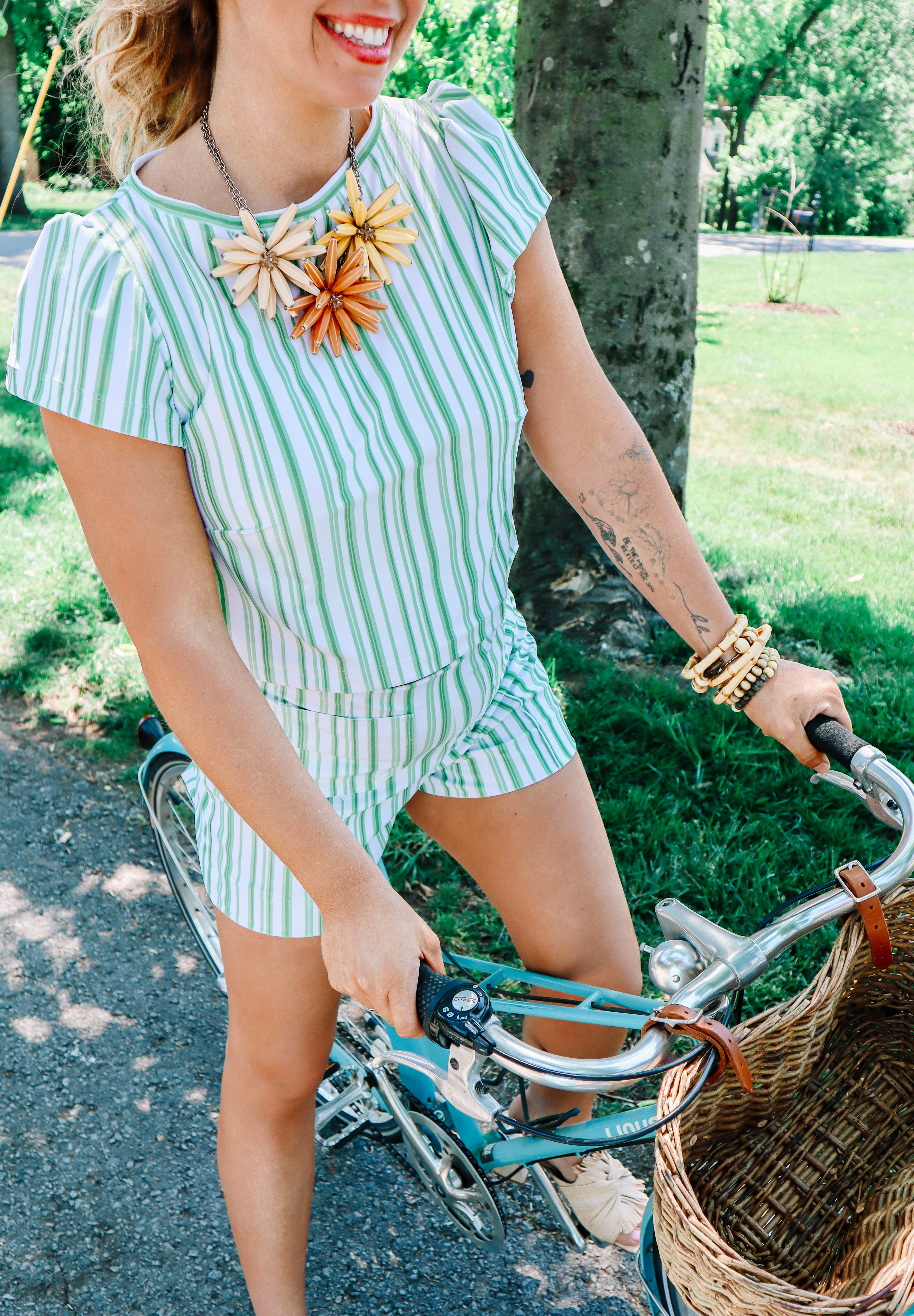 Holly Shorts - Green Stripe