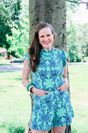 Holly Crop - Blue Floral