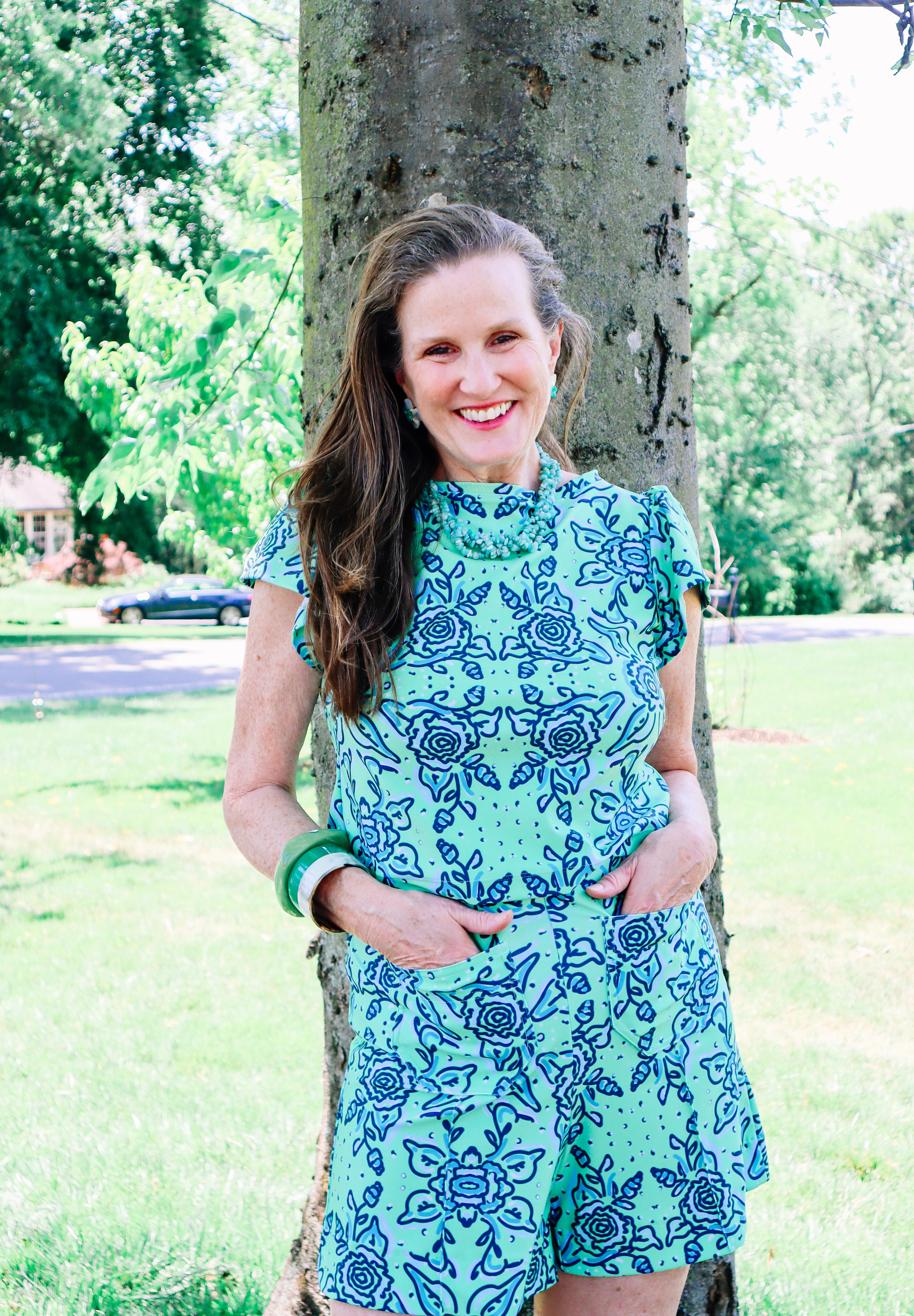 Holly Crop - Blue Floral