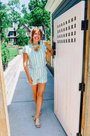 Holly Crop - Green Stripe