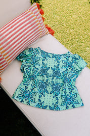 Holly Crop - Blue Floral
