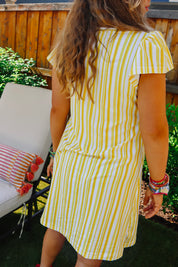 Rosie Dress - Yellow Stripe