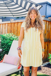 Rosie Dress - Yellow Stripe