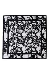 Medium Silk Scarf - Black Silhouette Flower