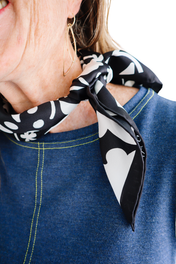 Medium Silk Scarf - Black Silhouette Flower