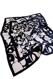 Medium Silk Scarf - Black Silhouette Flower