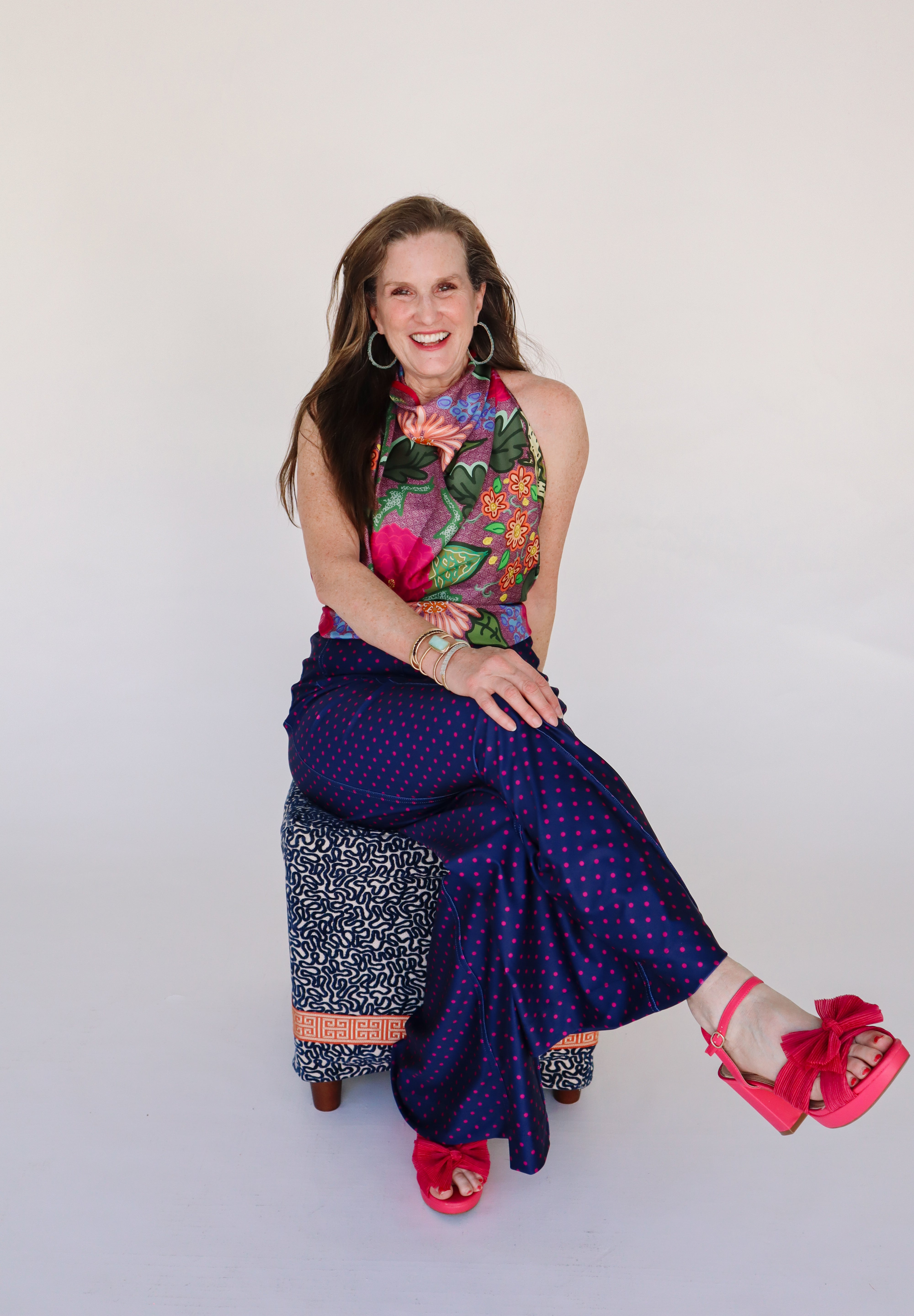 Large Silk Scarf - Chinoiserie Blooms