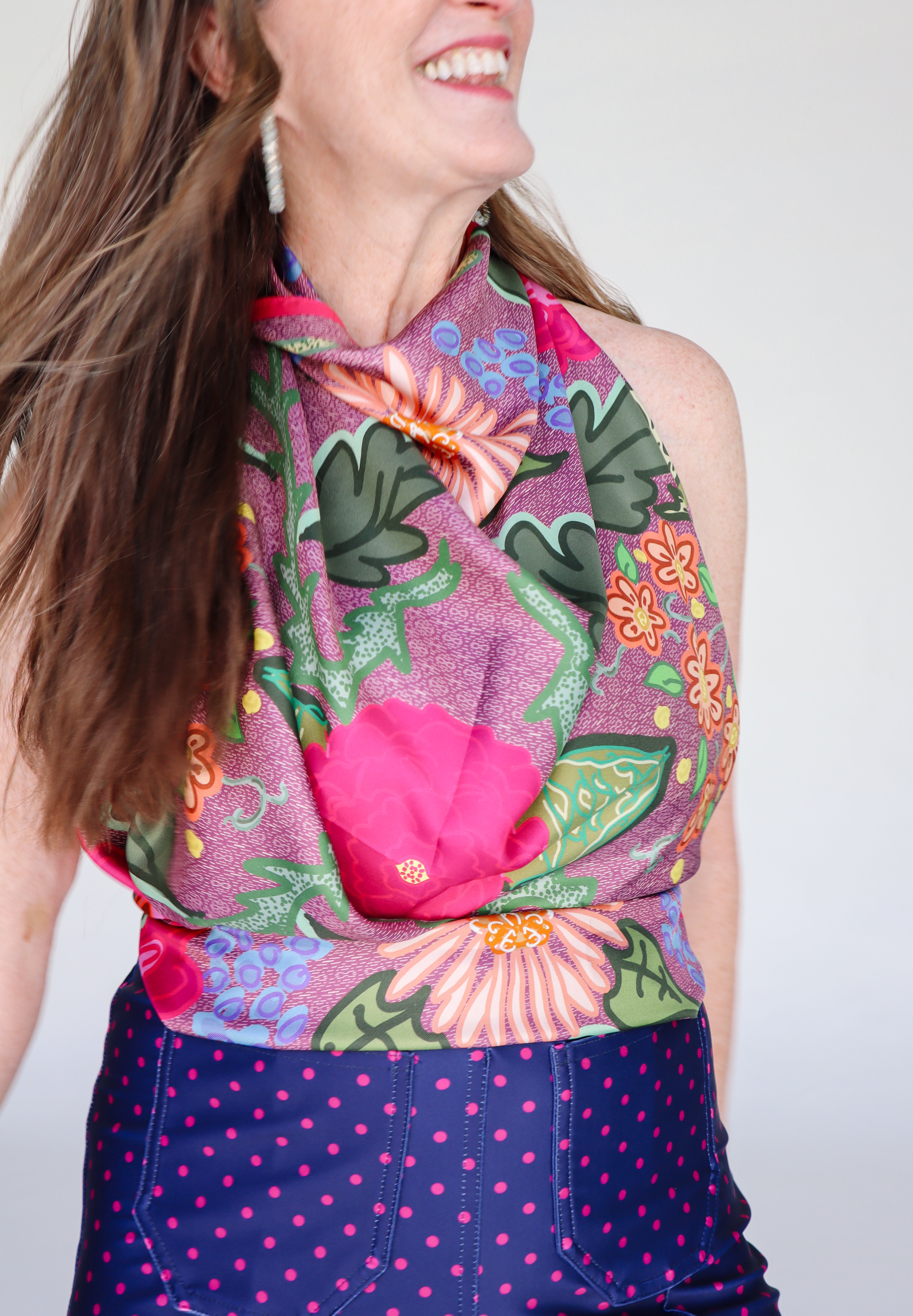 Large Silk Scarf - Chinoiserie Blooms