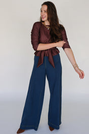 Pippa Long Sleeve Top - Brown Broken Circle