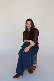 Pippa Long Sleeve Top - Brown Broken Circle