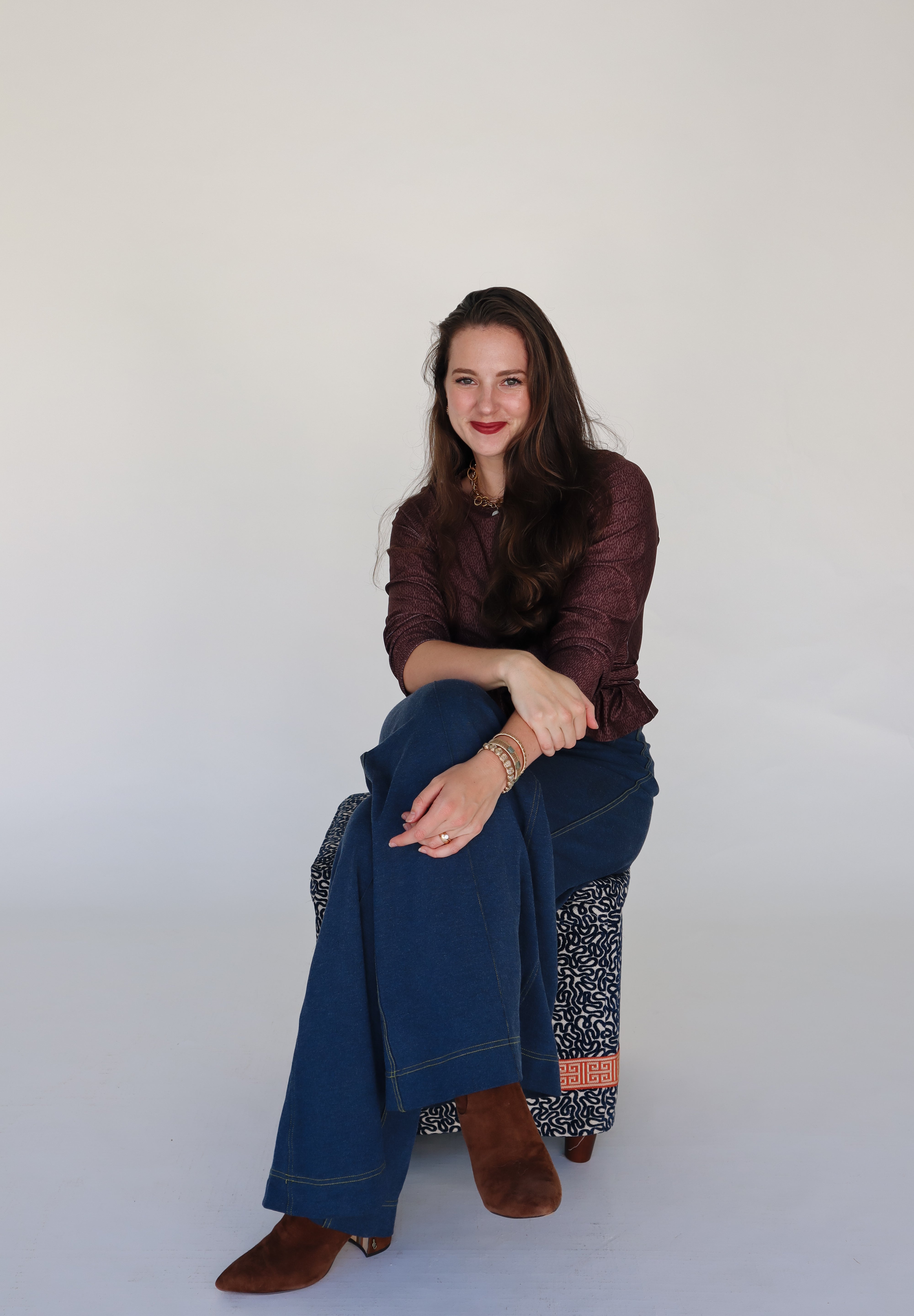 Pippa Long Sleeve Top - Brown Broken Circle