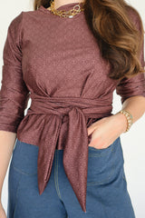 Pippa Long Sleeve Top - Brown Broken Circle