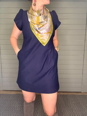 Large Silk Scarf - Golden Marble