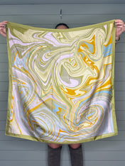 Large Silk Scarf - Golden Marble
