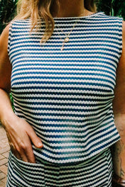 Holly Crop Tank - Navy Stripe