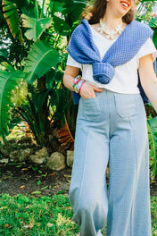 Holly Pants - Blue Houndstooth