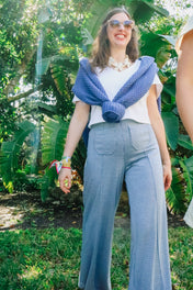 Holly Pants - Blue Houndstooth