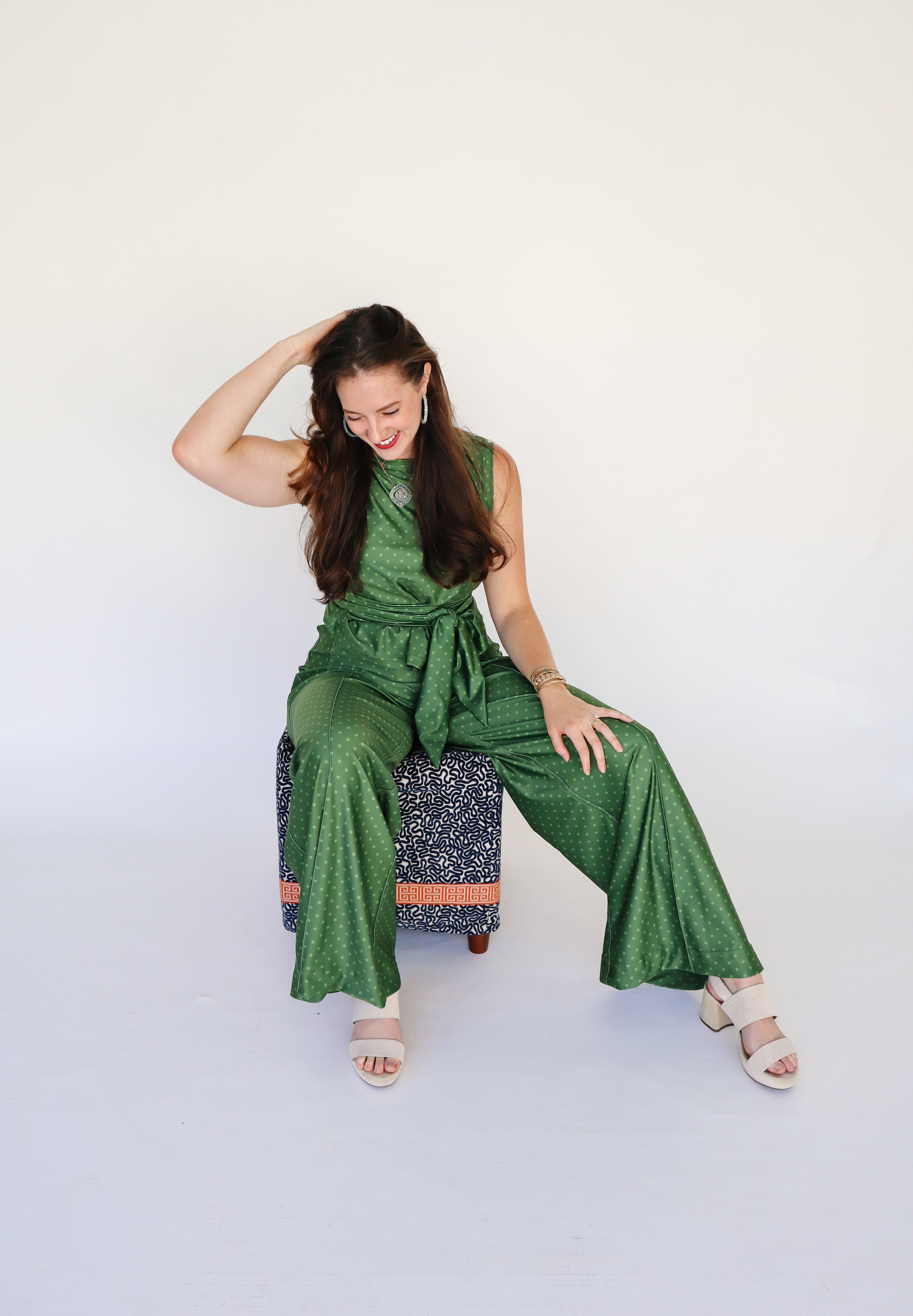 Pippa Sleeveless Top - Olive Dot