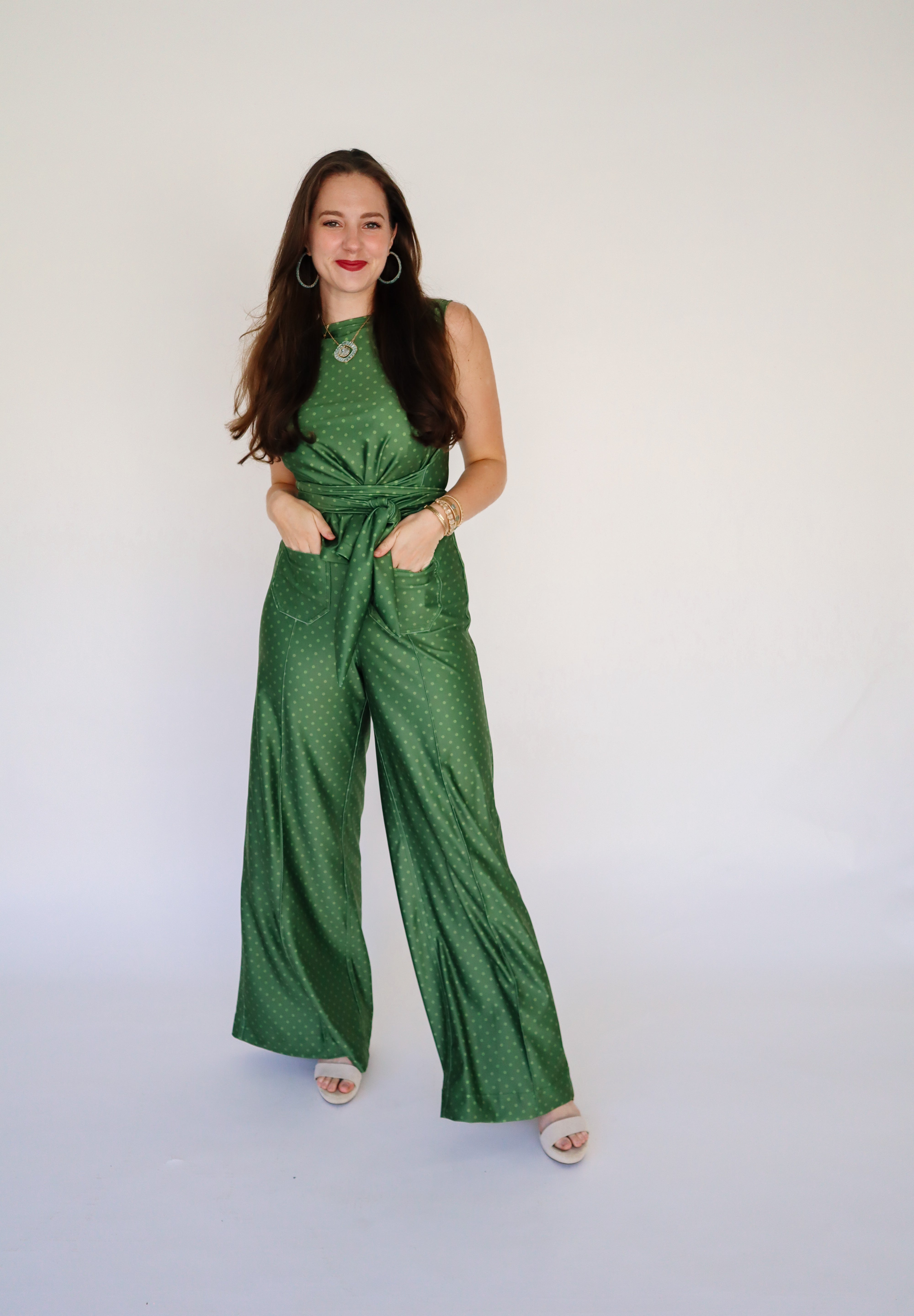 Holly Pants - Olive Dot