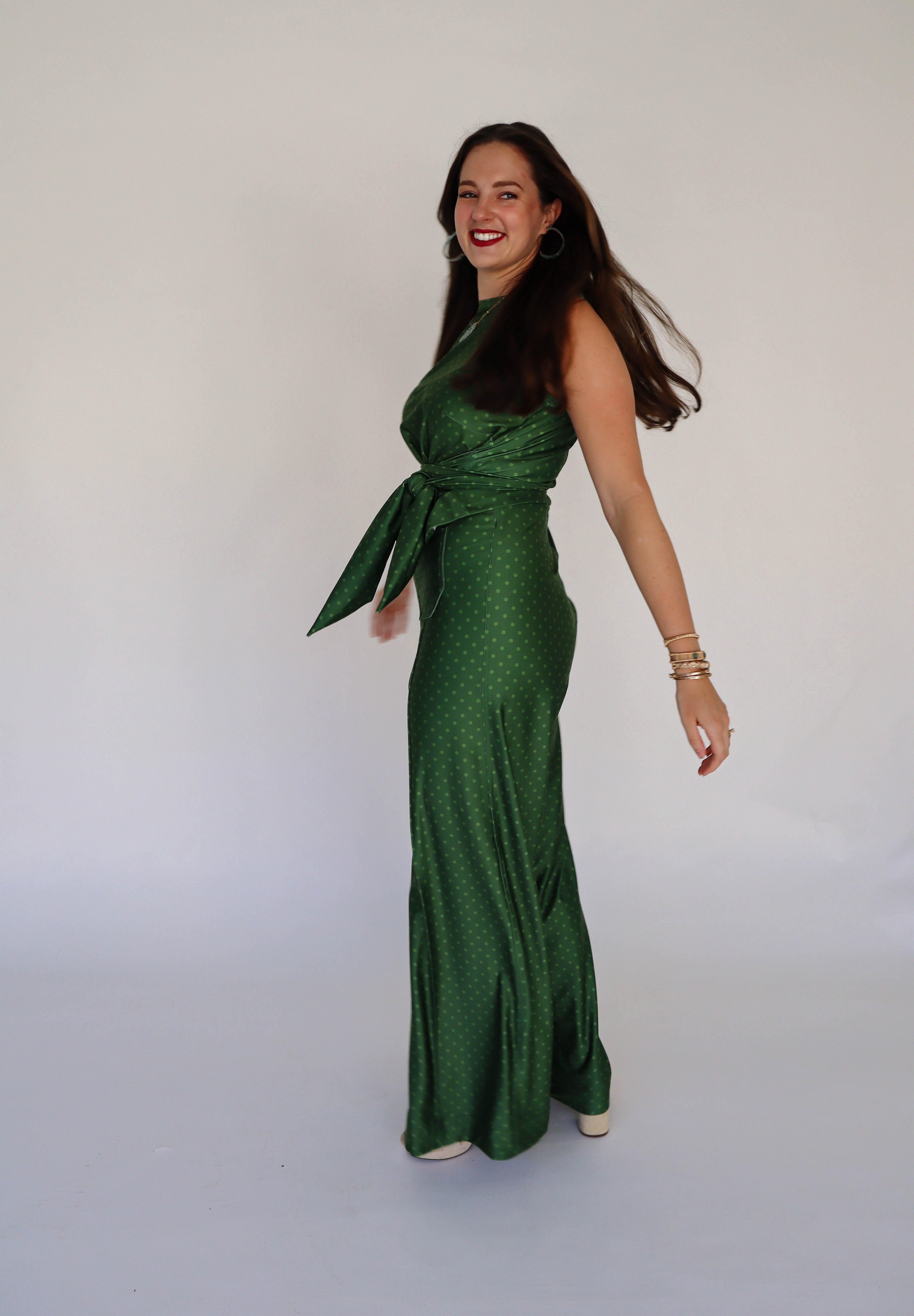 Pippa Sleeveless Top - Olive Dot