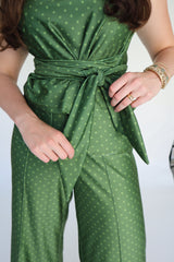 Pippa Sleeveless Top - Olive Dot