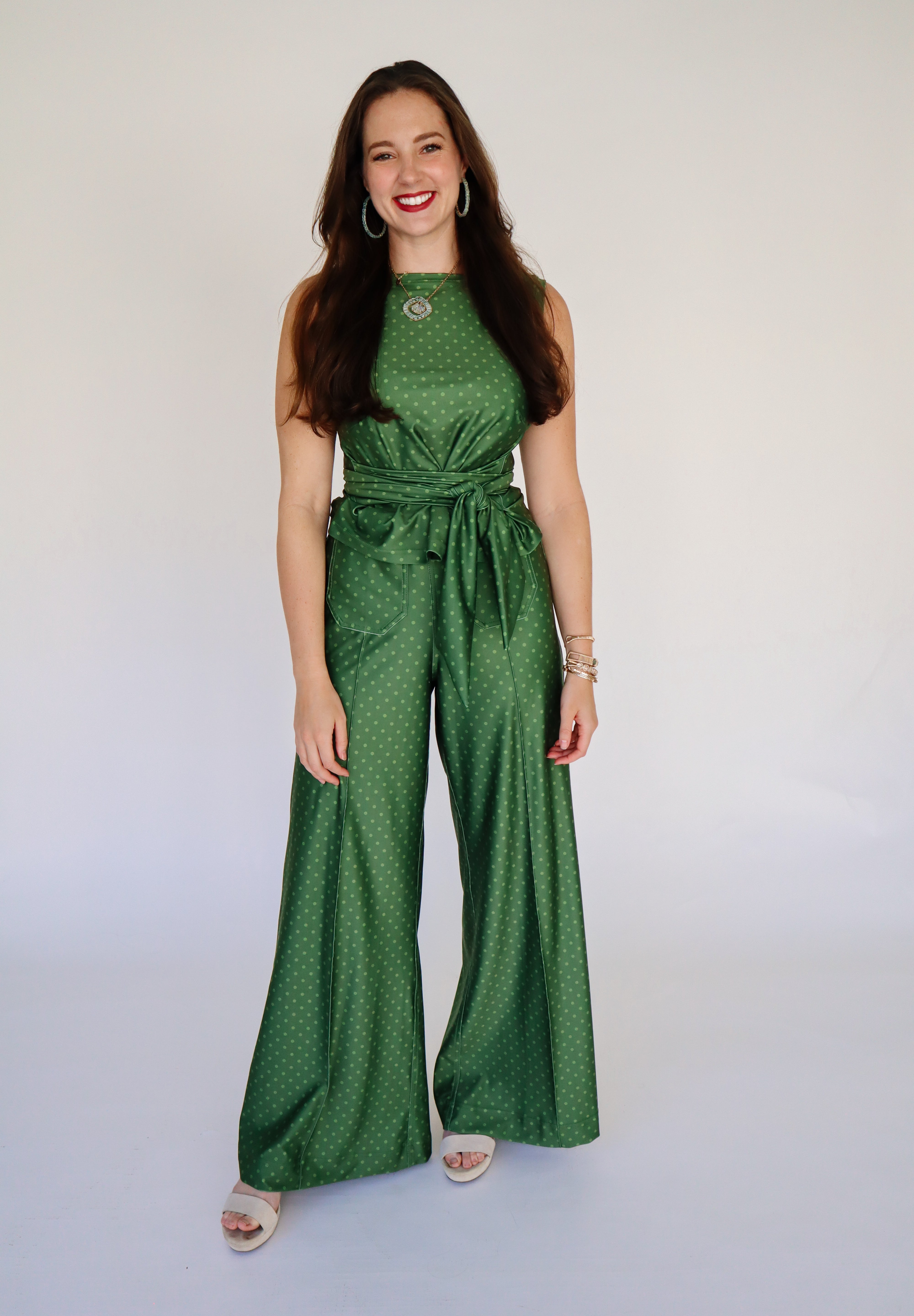 Pippa Sleeveless Top - Olive Dot