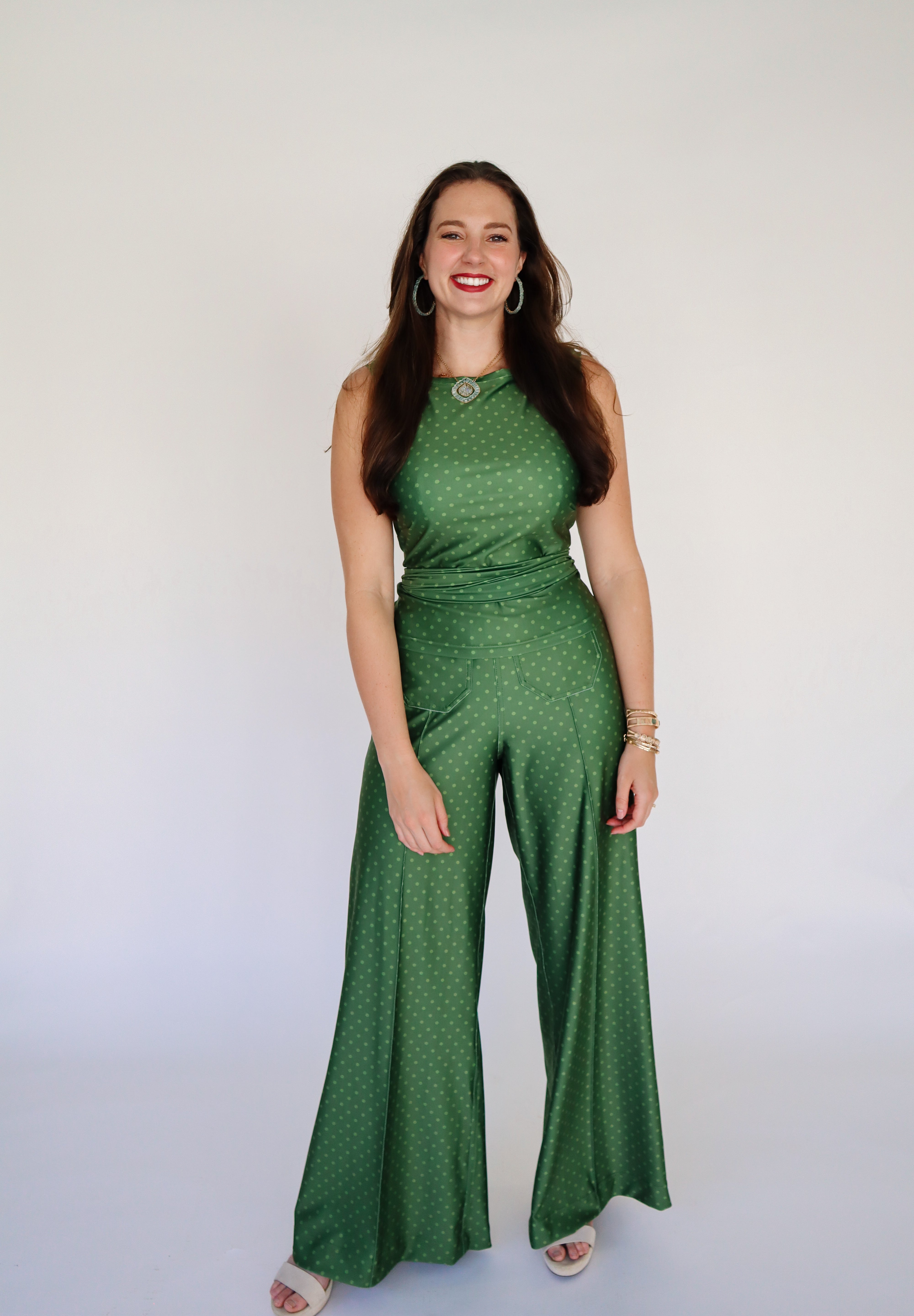 Holly Pants - Olive Dot