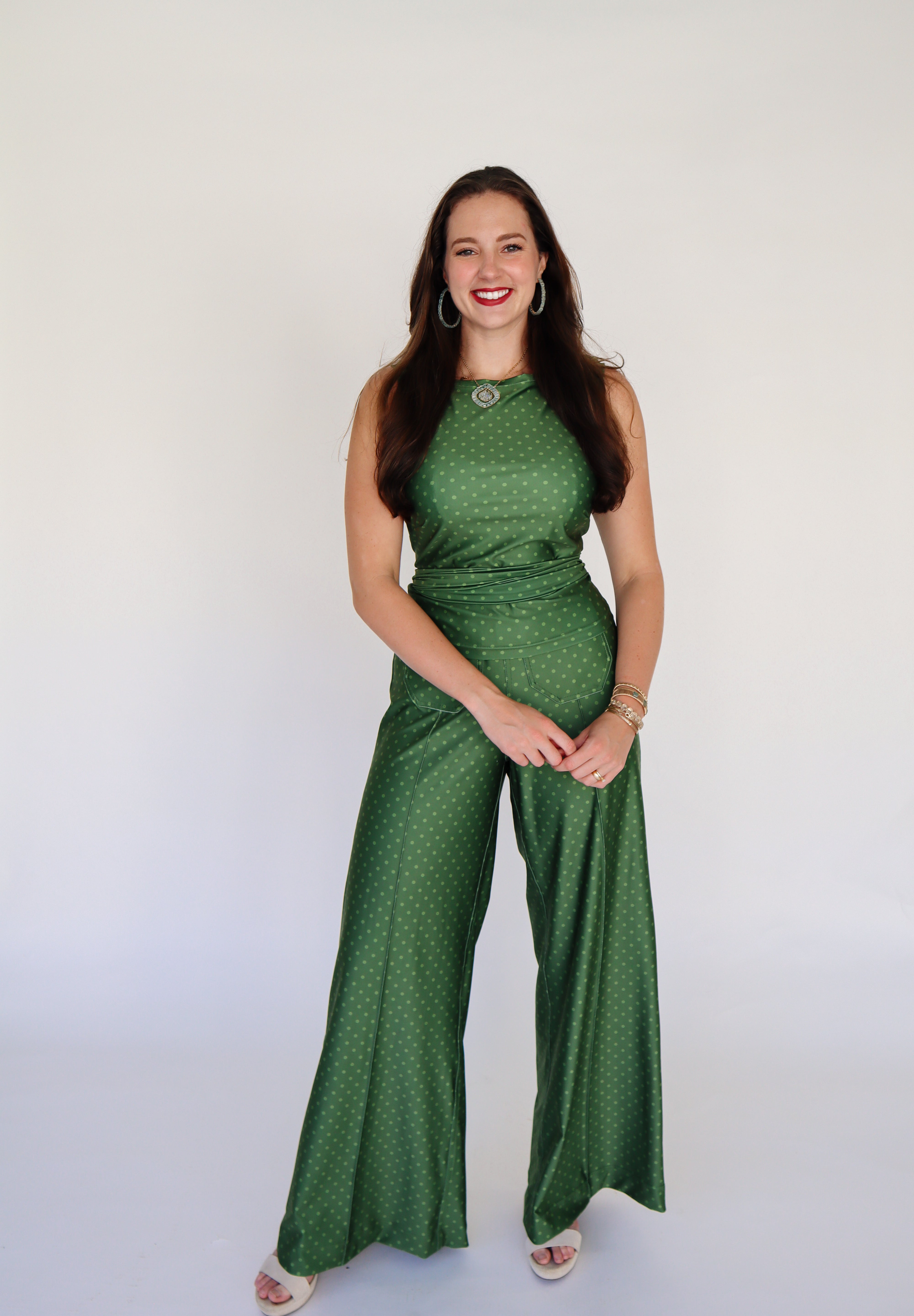 Pippa Sleeveless Top - Olive Dot