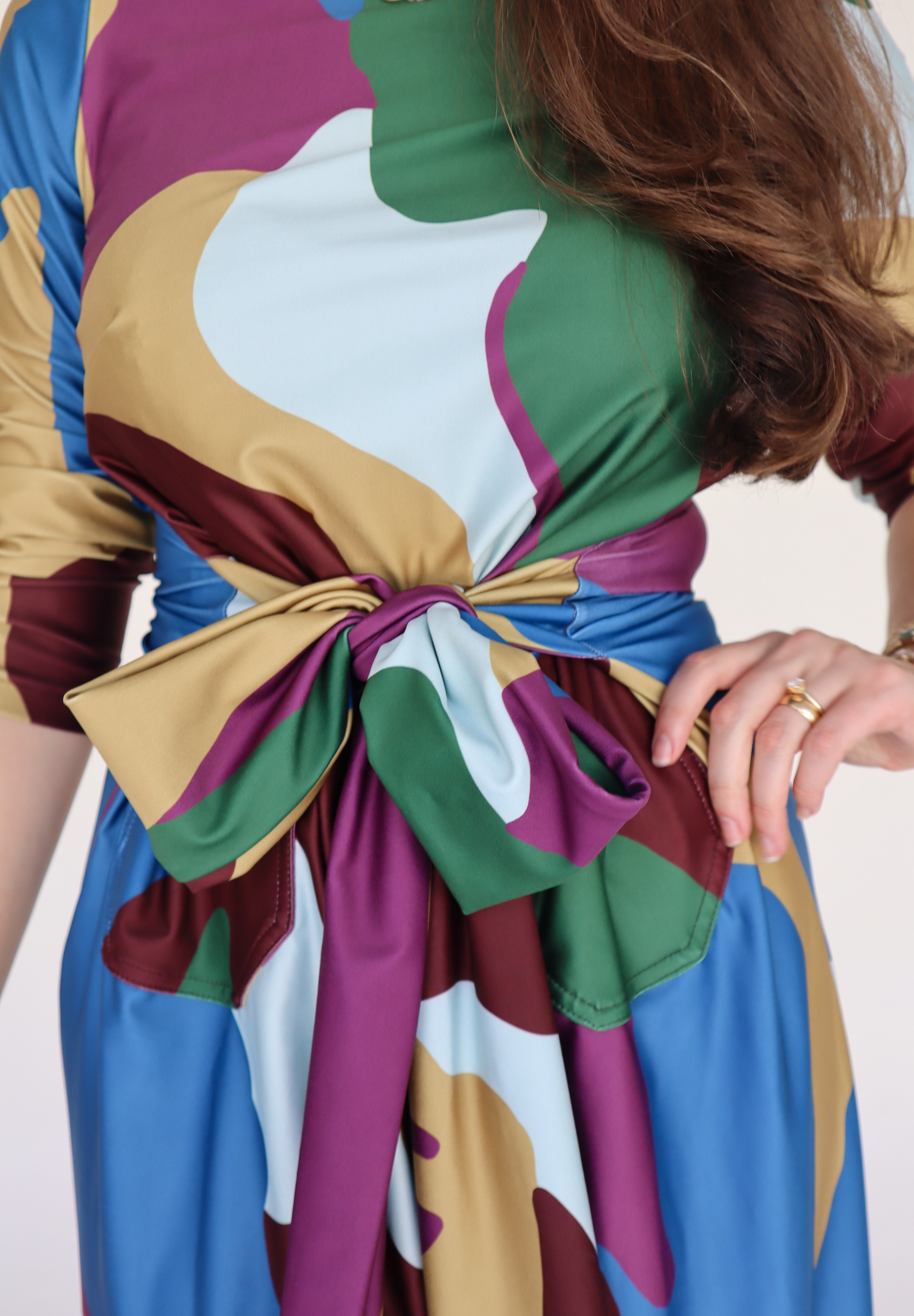 Pippa Long Sleeve Maxi Dress - Fall Abstract