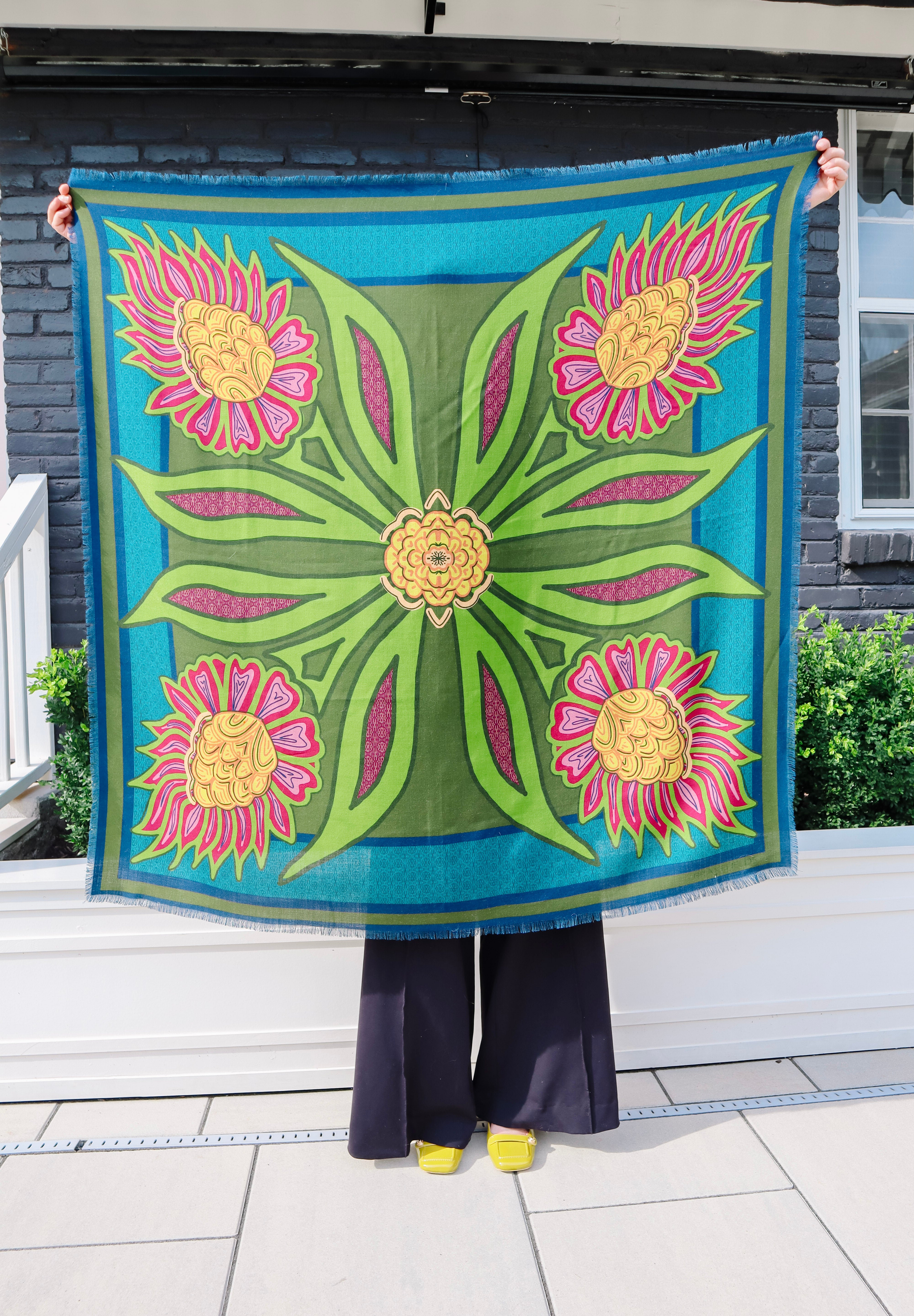 Wool Scarf - Flaming Flora